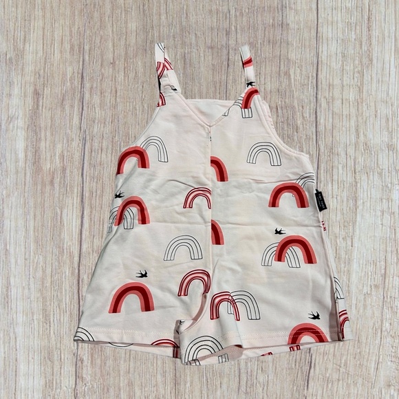 3T NWT Tiny Tribe Rainbow Shortalls - Picture 2 of 3
